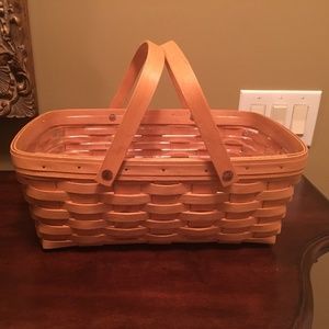 Longaberger Wood Woven Dbl Swing Handle Basket